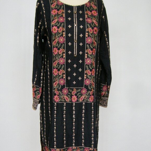 Indian Style Embroidered Tunic - Long Sleeves - Size LG - Picture 1 of 9